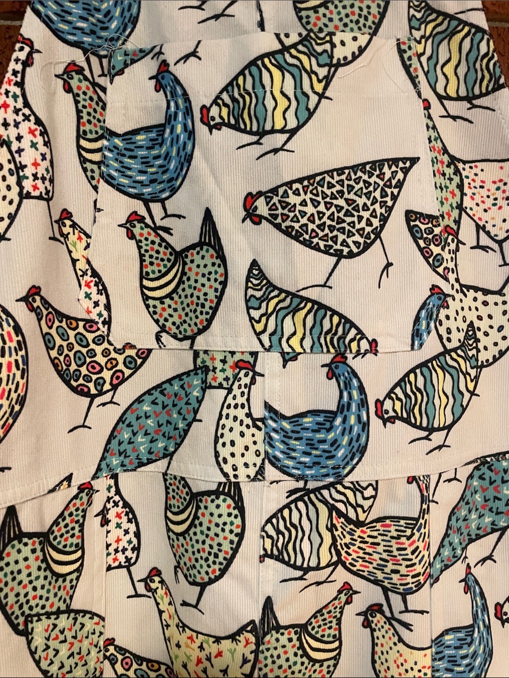 LA Soul Retro Chicken Print corduroy overalls - Picture 3 of 12